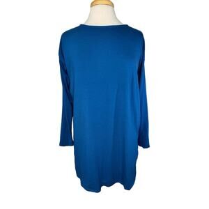 J.JILL Luxe Supima Tunic Top in Blue Apatite Size Small Cotton Modal Spandex